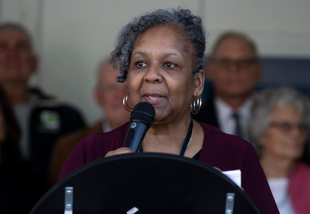 Gwendolyn O. Love, executive director, gives thanks during the ceremony. Lunch Break celebrates its grand opening after a renovation and expansion project. The founder, Norma Todd, was also honored with a street being named in her honor, Norma Todd Way. 
Red Bank, NJ
Thursday, April 25, 2024