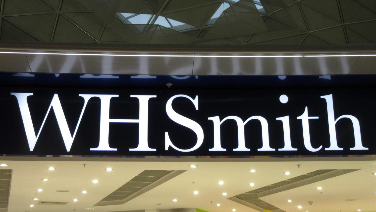 LONDON STANSTED, UNITED KINGDOM - 2019/09/29: WH Smith logo seen at their store in London Stansted Airport. (Photo by Keith Mayhew/SOPA Images/LightRocket via Getty Images)