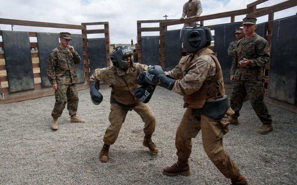 Female recruits from the San Diego base, Lima Company, training at Camp Pendleton, California - Mike Blake/Reuters