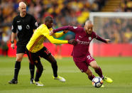 <p>Manchester City’s David Silva in action with Watford’s Abdoulaye Doucoure Action Images via Reuters/John Sibley </p>