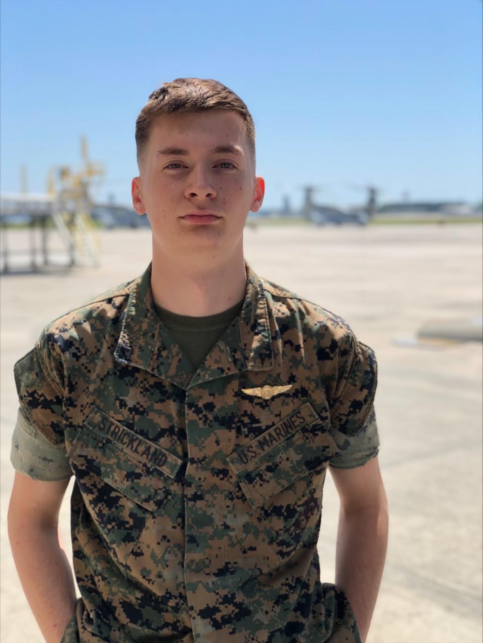 Lance Cpl. Evan A. Strickland, 19, of Valencia, New Mexico, a crew chief.