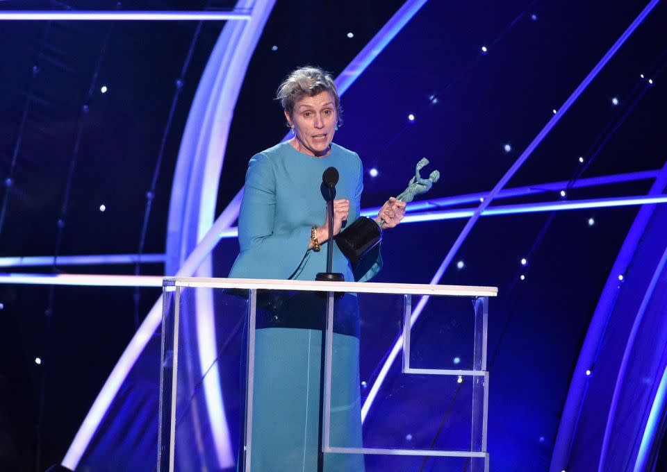 Frances won big for her lead role in Three Billboards. Source: Getty