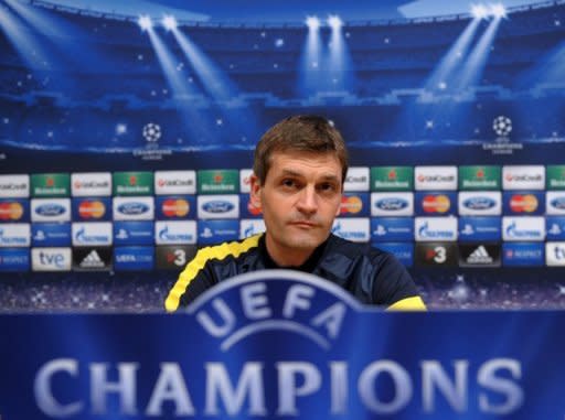 El director técnico del Barcelona, Tito Vilanova, durante una conferencia de prensa el 22 de cotubre.