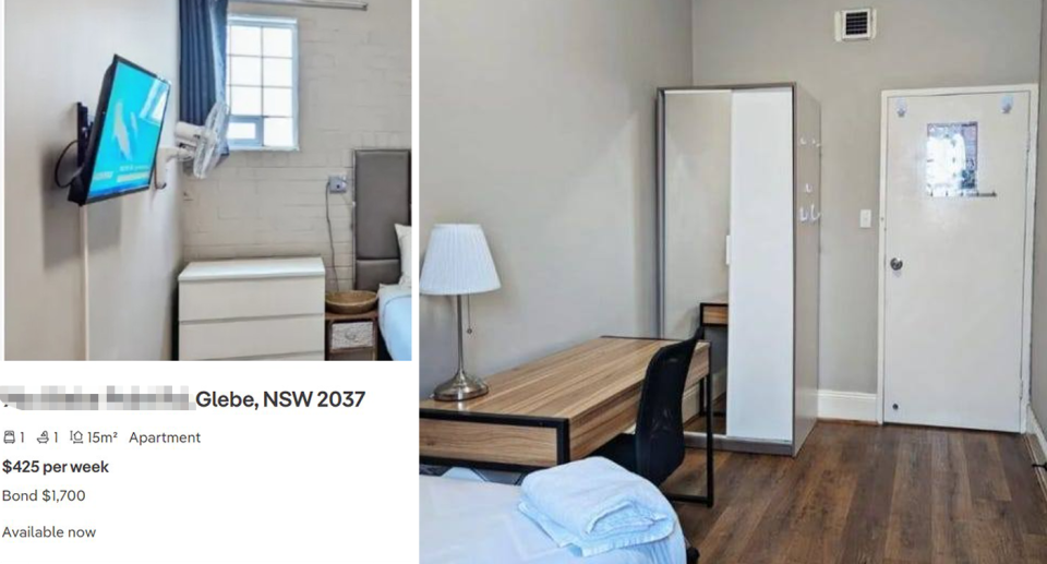 A Sydney rental roughly the size of laundry is seen. 