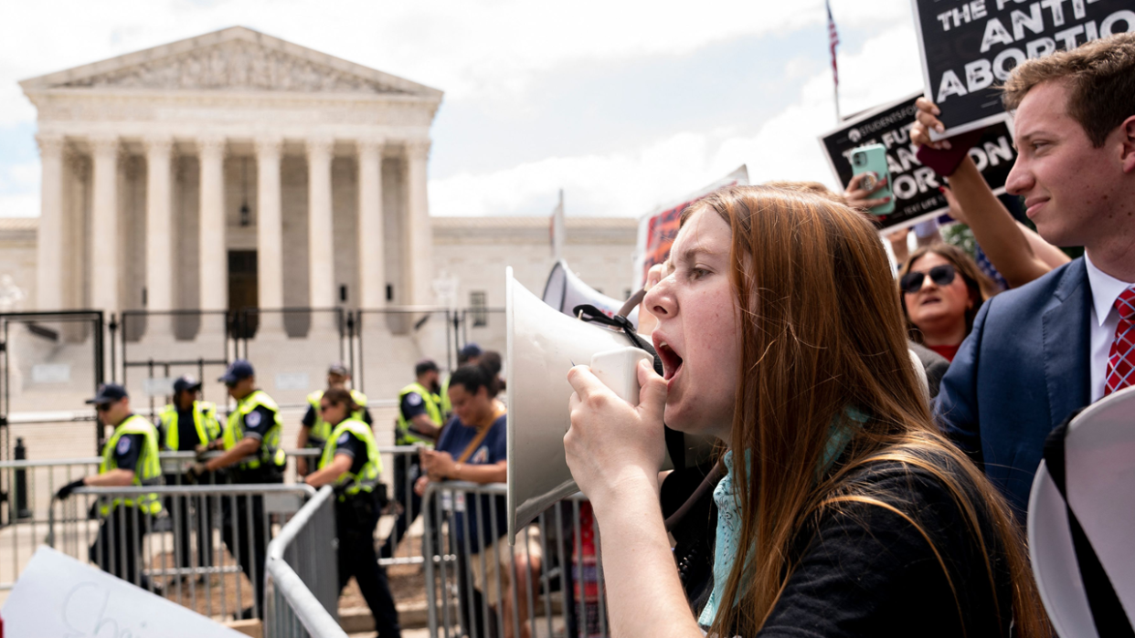 Protesters at the Supreme Court last week after justices overturned Roe v. Wade.