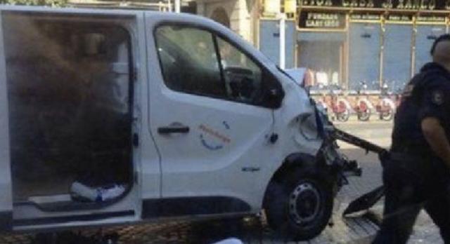 The white Fiat van ploughed into pedestrians. Source: 7 News