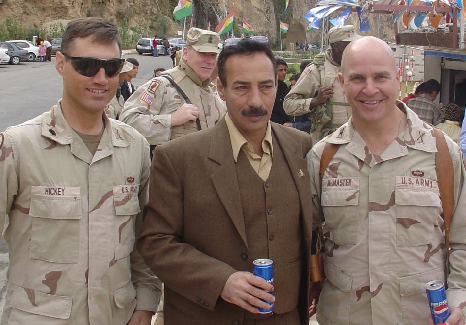 Tal Afar Mayor Najim al-Jibouri (center) with then Col. H.R. McMaster (right) in January 2006. (Photo: Cpt. Samuel P.M. Cook/MCT/MCT via Getty Images)