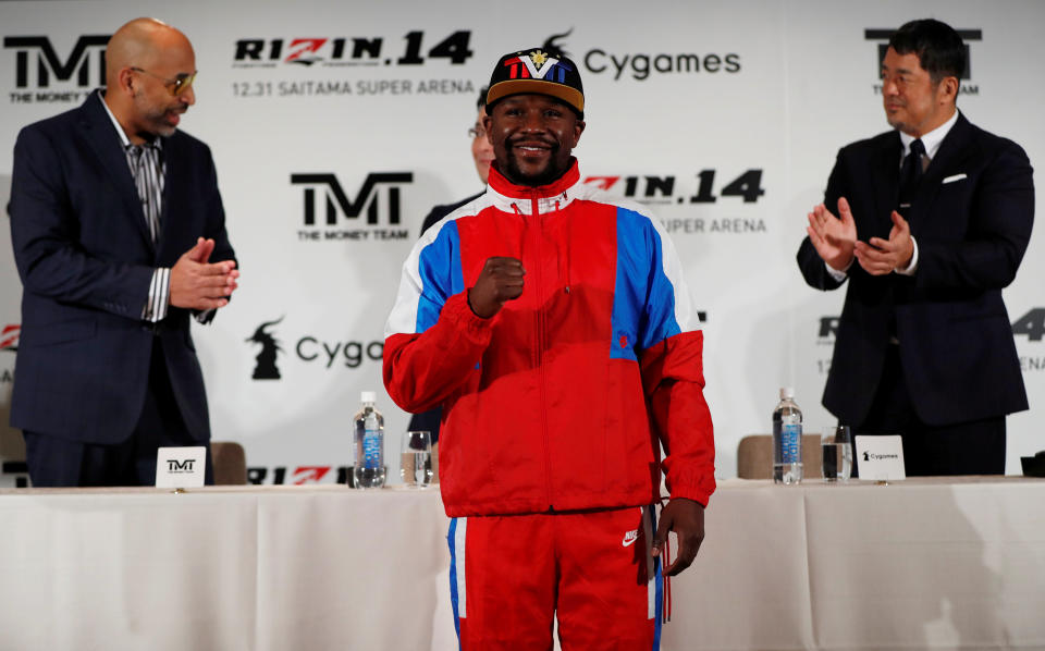 Undefeated boxer Floyd Mayweather Jr. attends a news conference on Nov. 5, 2018 in Tokyo to announce he is joining Japanese mixed martial arts promotional company Rizin Fighting Federation. (Reuters)