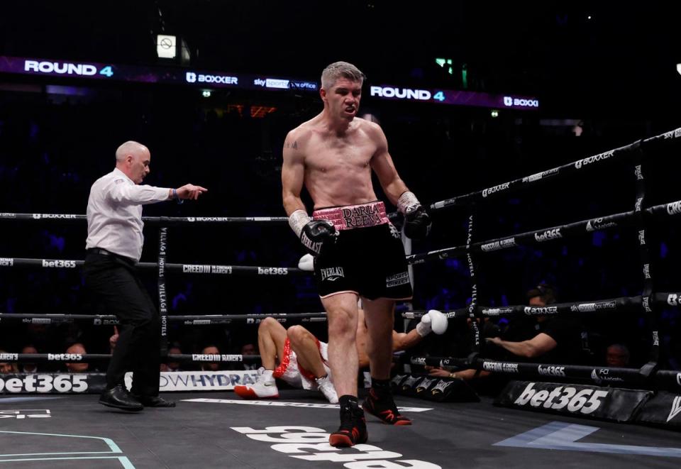 Liam Smith knocks down Chris Eubank Jr (Action Images via Reuters)