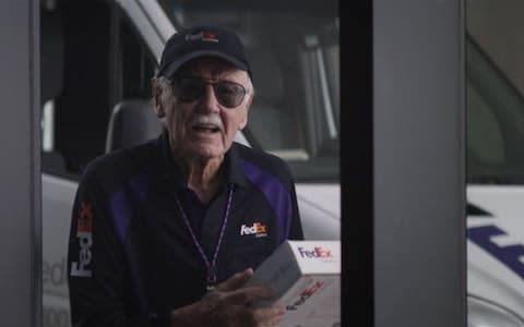Stan Lee as a Fed Ex delivery man in Captain America: Civil War - Credit: Marvel Studios