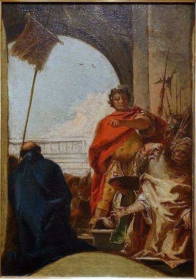 Constantino como vencedor de Licinio y protector de la Iglesia. Pintura de Giovanni Domenico Tiepolo Mainfr nkisches Museum W rzburg Germany DSC. <a href="https://commons.wikimedia.org/wiki/File:Constantine_as_victor_over_Lecinius_and_protector_of_the_church,_Giovanni_Domenico_Tiepolo,_1751_-_Mainfr%C3%A4nkisches_Museum_-_W%C3%BCrzburg,_Germany_-_DSC04573.jpg" rel="nofollow noopener" target="_blank" data-ylk="slk:Mainfränkisches Museum;elm:context_link;itc:0;sec:content-canvas" class="link ">Mainfränkisches Museum</a>