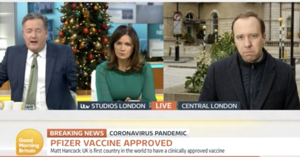 Piers Morgan doubled down on his promise to take the vaccine live on air. (ITV)