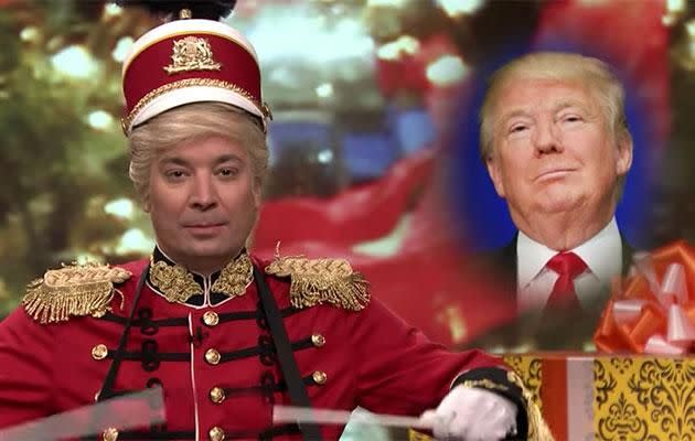 The host clearly thinks Trump deserves a bag of coal this Christmas! Source: The Tonight Show with Jimmy Fallon