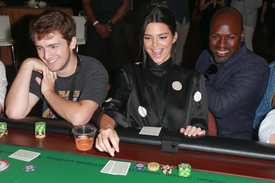 Kendall Jenner and Corey Gamble in happer times.  (Photo: Rich Fury via Getty Images)