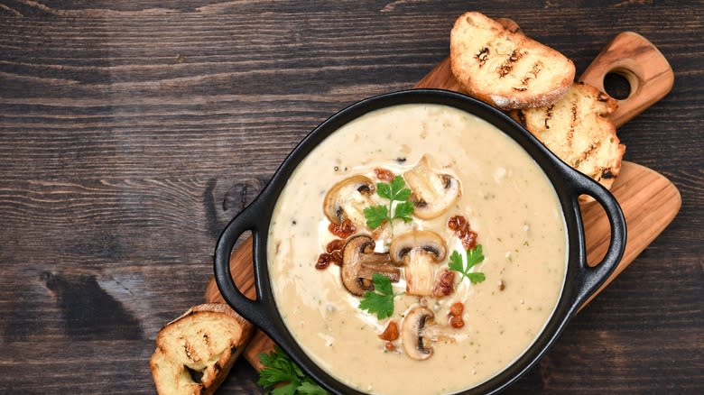 Potato soup in bowl