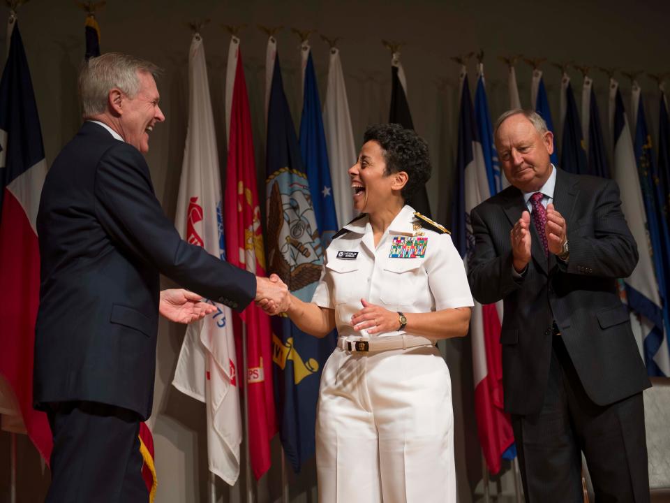 Admiral Michelle Howard at her promotion ceremony in 2014.