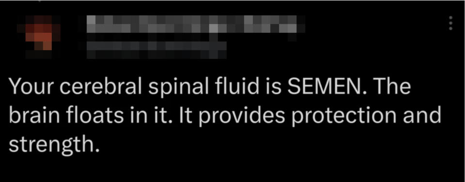"Your cerebral spinal fluid is SEMEN."