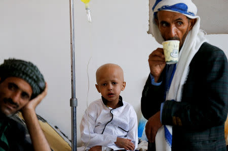 A boy receives cancer treatment at The National Oncology Centre in Sanaa, Yemen, July 23, 2018. REUTERS/Khaled Abdullah