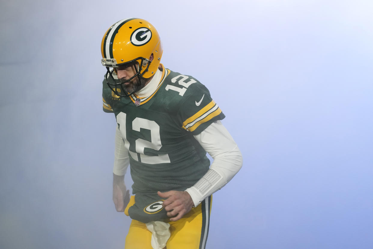 Green Bay Packers quarterback Aaron Rodgers is second all-time with four NFL MVP awards. (Photo by Patrick McDermott/Getty Images)