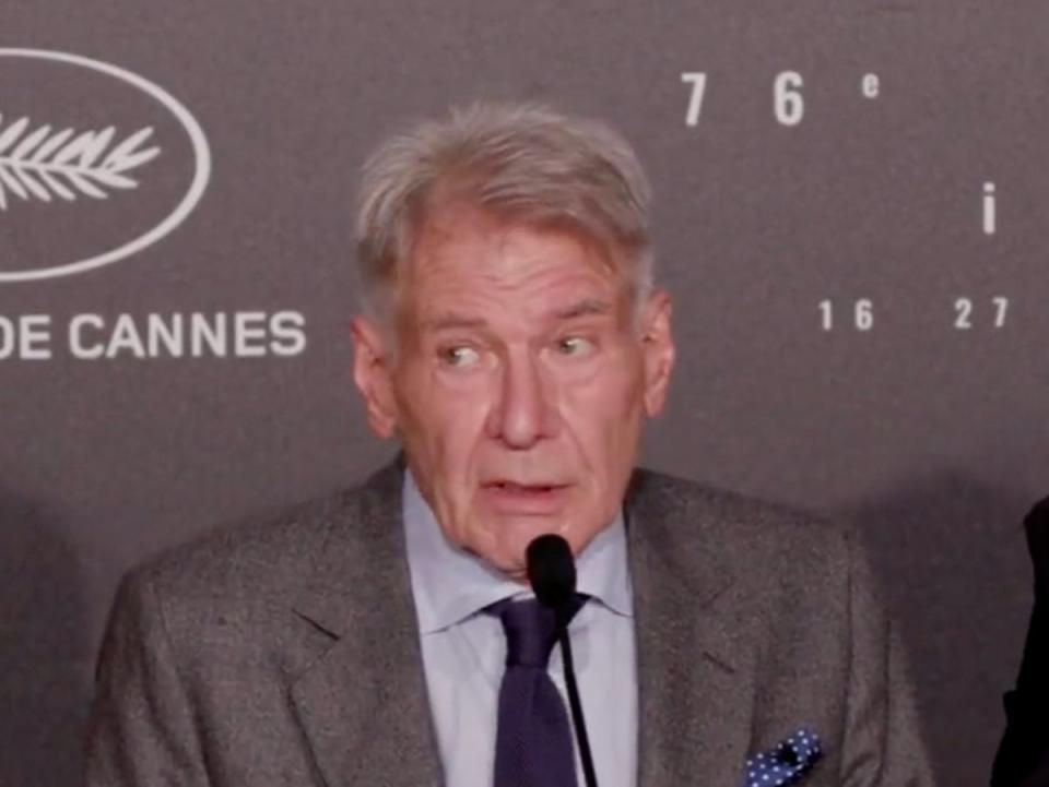 Harrison Ford was taken aback by a reporter’s question at the ‘Indiana Jones’ Cannes press conference (Twitter)