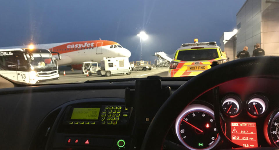 A police officer shared images online, saying he supported the airport team with his first incident airside, describing it as a “pretty eventful shift”. Source: Nick Falconer @ASP4179/Twitter