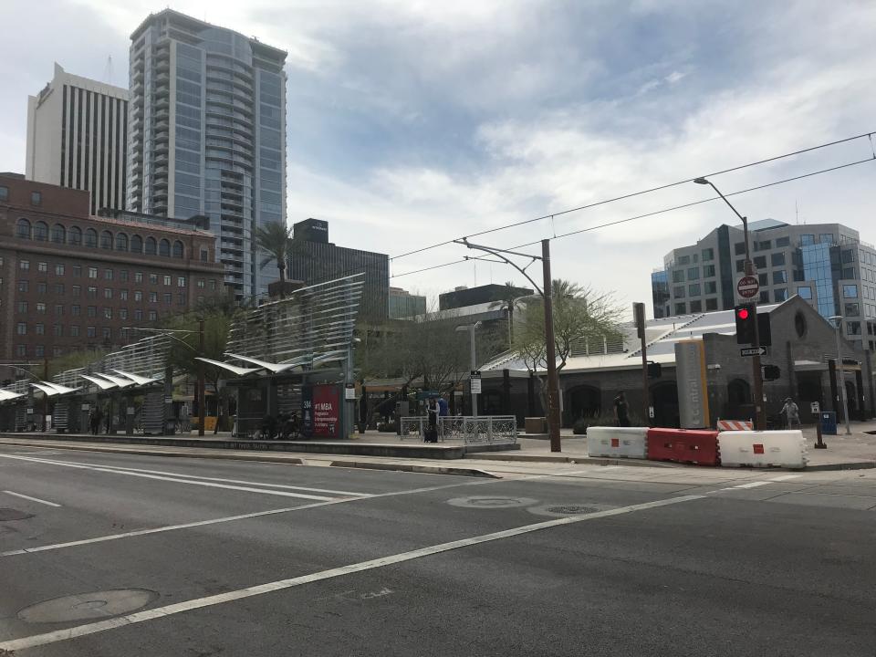 The Public Transit Phoenix Central Station transit center, located at 300 N. Central Ave., on March 26.