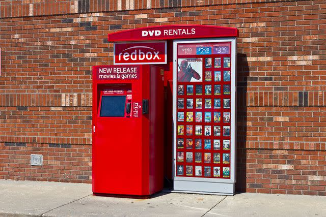 <p>getty</p> Stock image of a Redbox rental kiosk