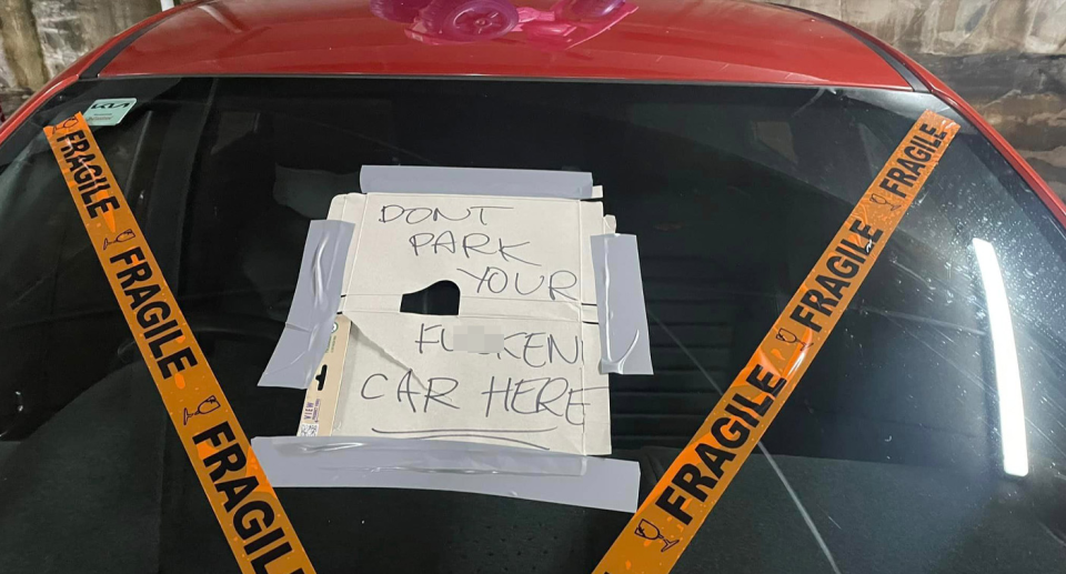 The Sydney resident was shocked by the bizarre car attack, with the angry note indicting she had parked somewhere she wasn't supposed to. Source: Facebook