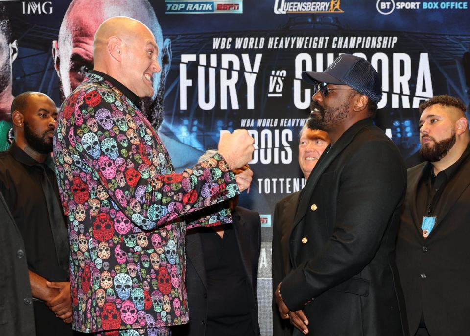 Tyson Fury will fight Derek Chisora for the WBC World Heavyweight Championship at the Tottenham Hotspur Stadium London on December 3 (Top Rank via Getty Images)