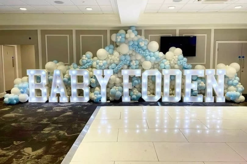 Baby Foden light up letters at the sweet baby shower at Stockport County -Credit:Go PR & Events