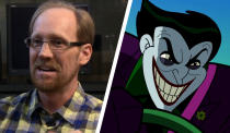 <p>Yep – it’s the man who voiced Johnny Bravo. But this time, he’s taking on the role of The Joker in the 2009 animated series, ‘Batman: The Brave and the Bold’. He’s also voiced Petrie in ‘The Land Before Time’ and The Man With The Yellow Hat in ‘Curious George’. (Credit: Cartoon Network) </p>