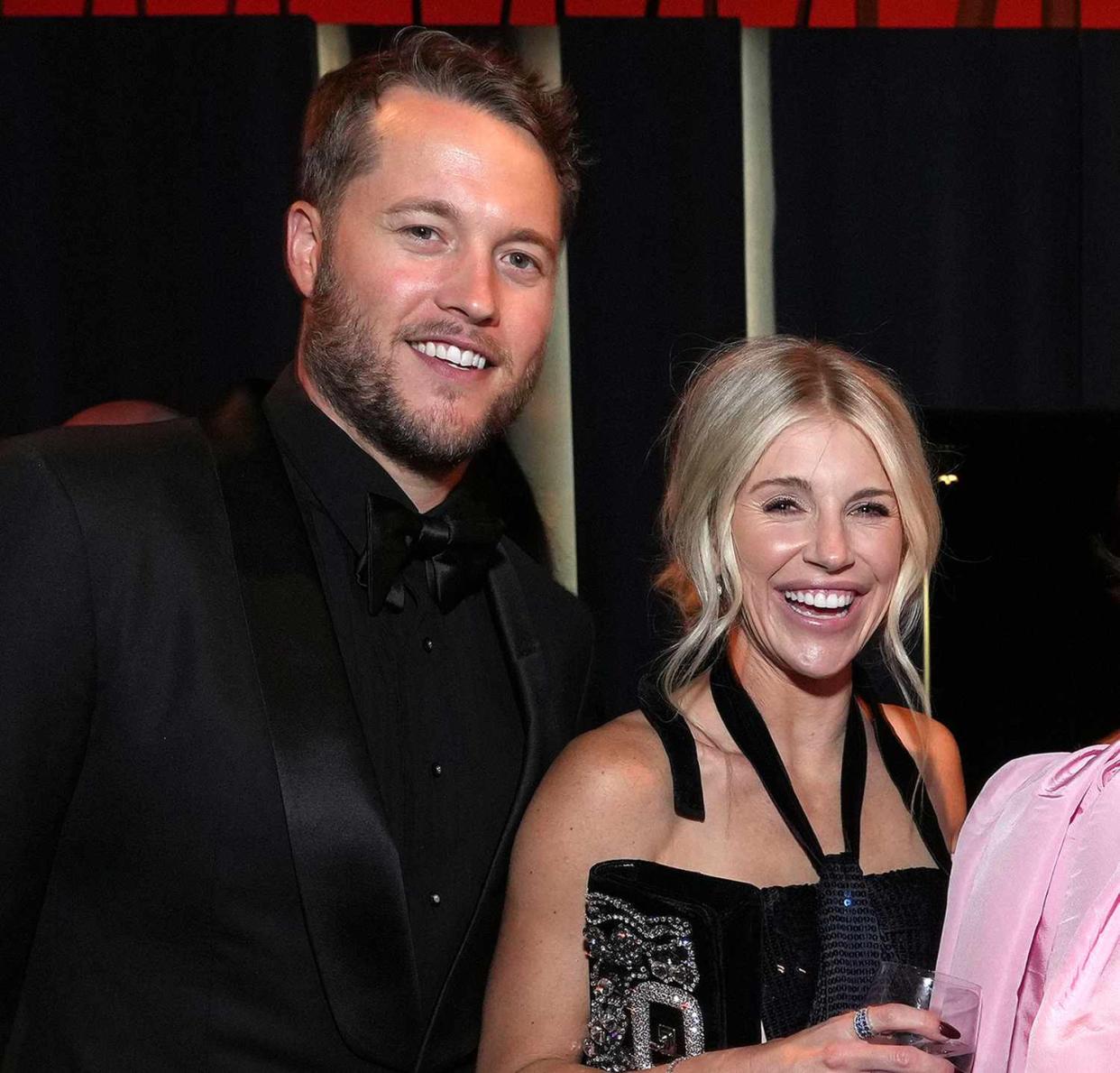 Matthew Stafford, Kelly Stafford attend the 2022 Vanity Fair Oscar Party hosted by Radhika Jones at Wallis Annenberg Center for the Performing Arts on March 27, 2022 in Beverly Hills, California