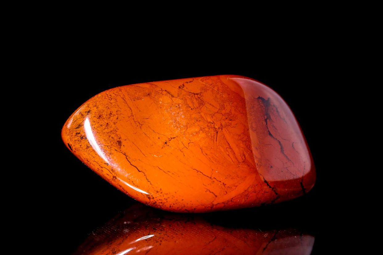 red jasper on black background