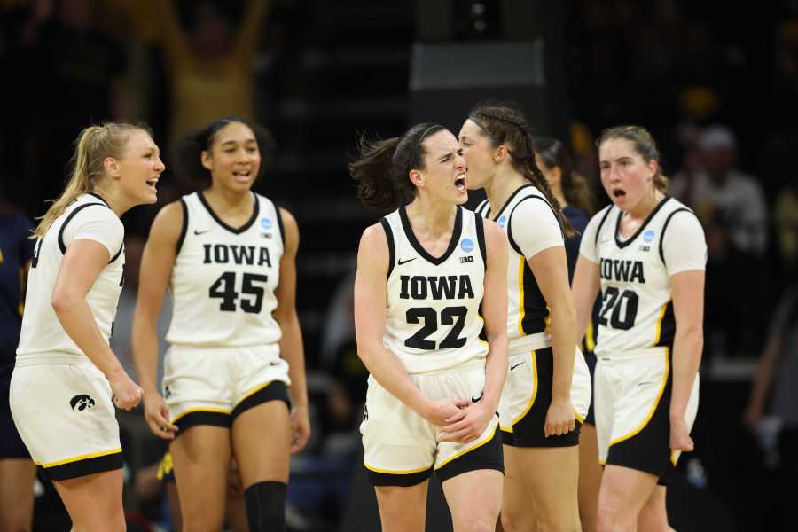 IOWA CITY, IOWA – MARCH 25: Caitlin Clark #22 of the Iowa Hawkeyes reacts after a play against the West Virginia Mountaneers during the second round of the 2024 NCAA Women’s Basketball Tournament held at Carver-Hawkeye Arena on March 25, 2024 in Iowa City, Iowa. (Photo by Rebecca Gratz/NCAA Photos via Getty Images)