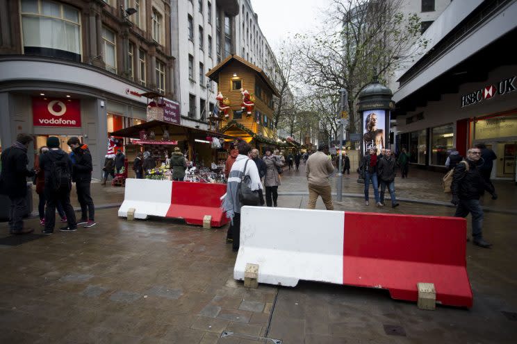 The bollards erected in Birmingham (Picture: SWNS)