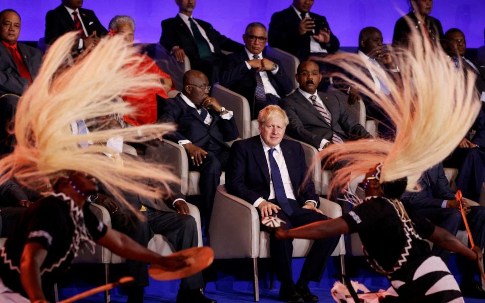 Boris Johnson pictured at Chogm in Rwanda earlier this week - Dan Kitwood/Pool via Reuters