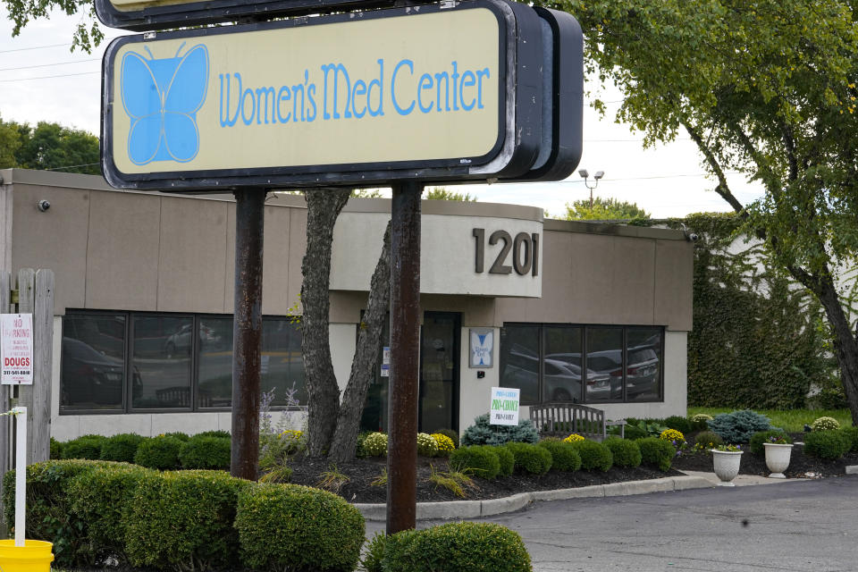 The Women's Med Center in Indianapolis is shown Friday, Sept. 23, 2022. Indiana abortion clinics began seeing patients again on Friday after an Indiana judge blocked the state's abortion ban from being enforced. The State has appealed the order. (AP Photo/Michael Conroy)