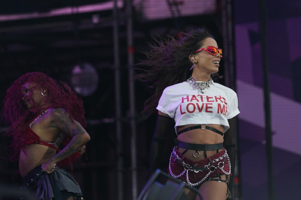 La cantante brasileña Anitta durante su concierto en el Festival Tecate Emblema en la Ciudad de México el sábado 18 de mayo de 2024. (Foto AP/Aurea Del Rosario)