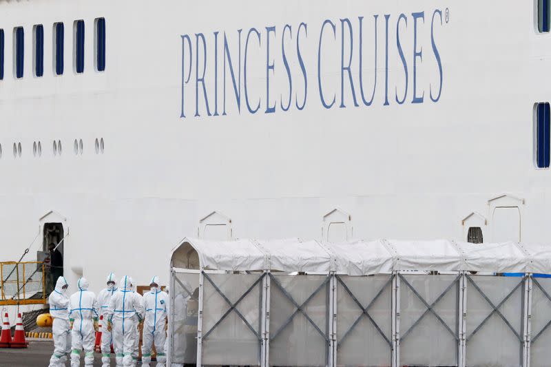 Cruise ship Diamond Princess anchored at Daikoku Pier Cruise Terminal in Yokohama