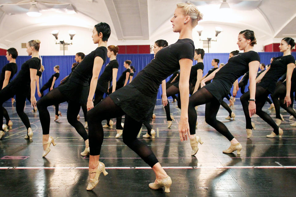 FILE - This Oct. 18, 2012 file image released by Starpix shows Rockettes dancers rehearsing for the Radio City Christmas Spectacular at the St. Paul the Apostle Church in New York. The Radio City Christmas Spectacular will celebrate its 85th anniversary of the Rockettes this year. The show opens Nov. 9 through Dec. 30. (AP Photo/Starpix, Dave Allocca)