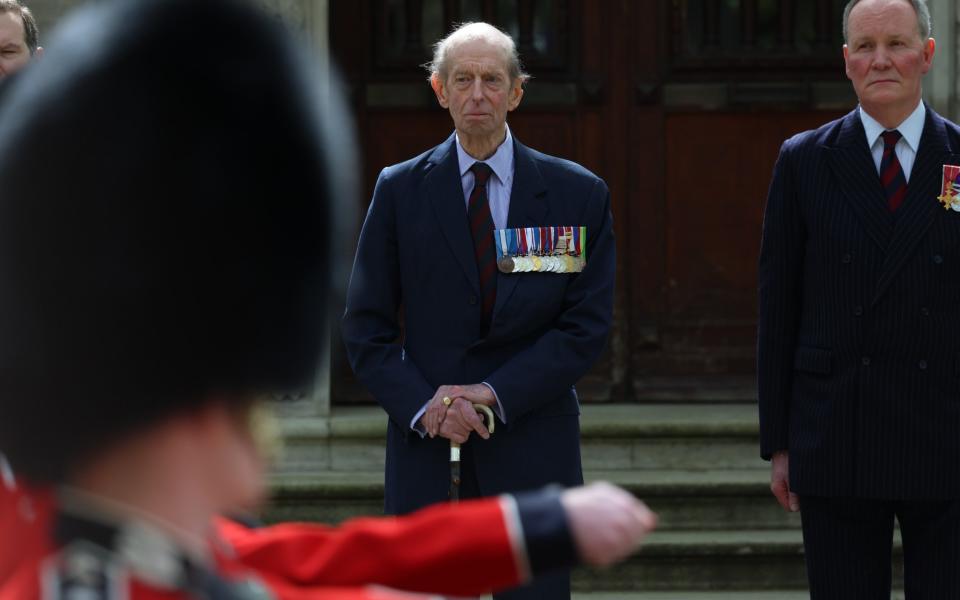 The Duke of Kent takes the salute at Wellington Barracks