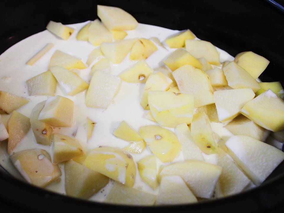 potatoes and cream in the slow cooker