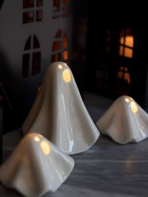 A small ceramic ghost with an LED light that'll look ghoulishly good on a bookshelf or side table