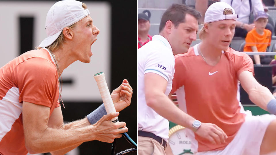 Denis Shapovalov had a number of fiery outbursts in his opening round win at the Italian Open. Pic: Getty/Tennis TV