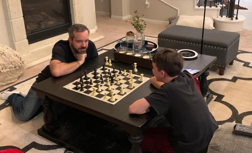 Austin and Robert Callaway enjoy father-son bonding when Robert is not traveling for work. (Photo: Shellie Callaway)