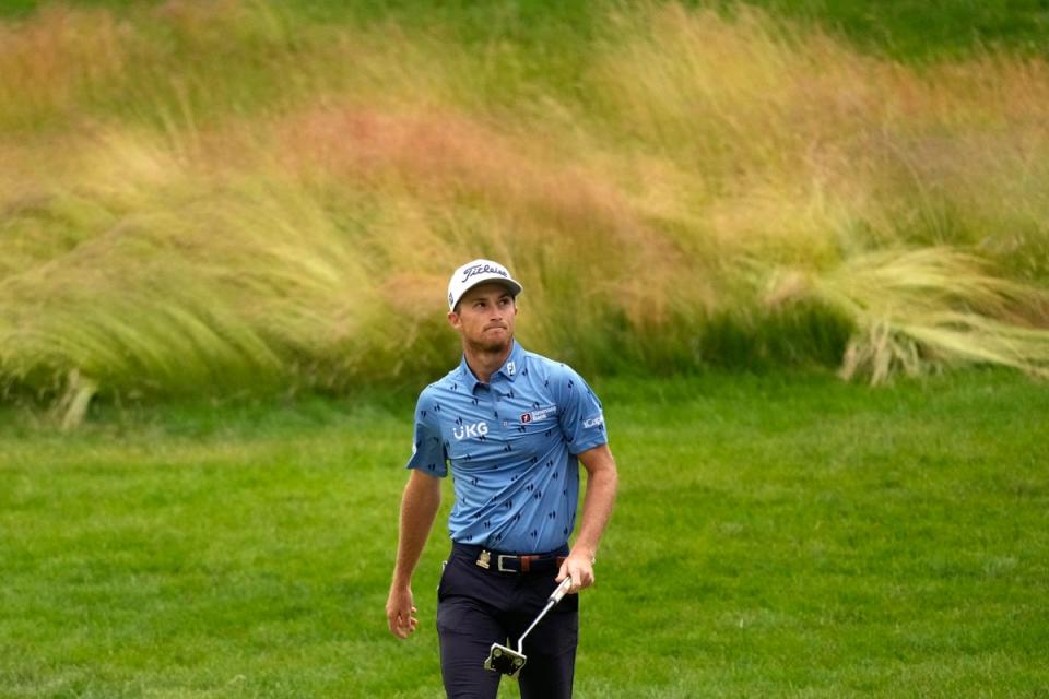 Will Zalatoris reacts after a putt on the 12th hole during the final round of the US Open (Charlie Riedel/AP) (AP)