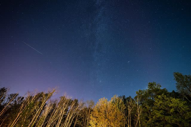 <p>Fatih Aktas/Anadolu via Getty</p> Perseid meteor shower is observed as Northern Lights (Aurora Borealis), colorful lights shift, illuminate the sky of New York, United States on August 12, 2024