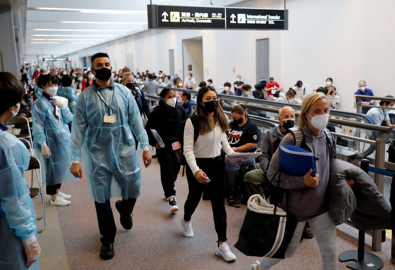 U.S. gymnastics team arrive ahead of Tokyo 2020 Olympic Games, in Narita