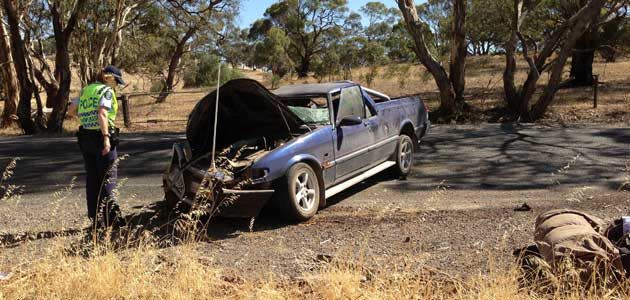 The scene of the fatal crash near Kapunda.Photo: Tim Morris, 7news