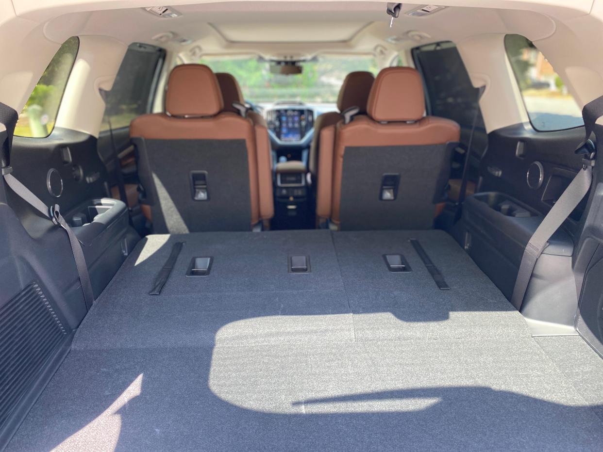 The Subaru Ascent's cargo room with the third row seats folded down.
